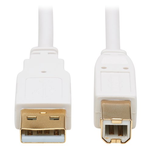 Tripp Lite U022AB-006-WH Safe-IT USB-A to USB-B Antibacterial Cable White 6 ft