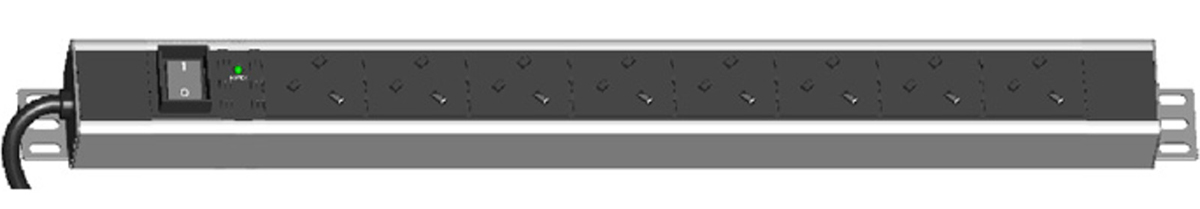 Excel UK Socket Vertical PDU, C14 Plug - Switched