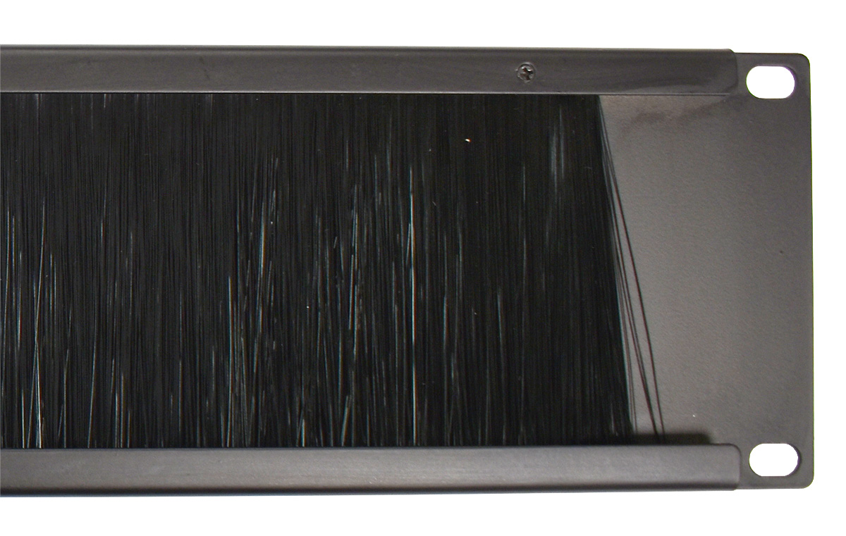 2U 19 inch Rackmount Brush Strip Panel, Black