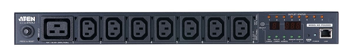 Aten PE6208G 1U 16A, C13x7 C19x1 Eco PDU
