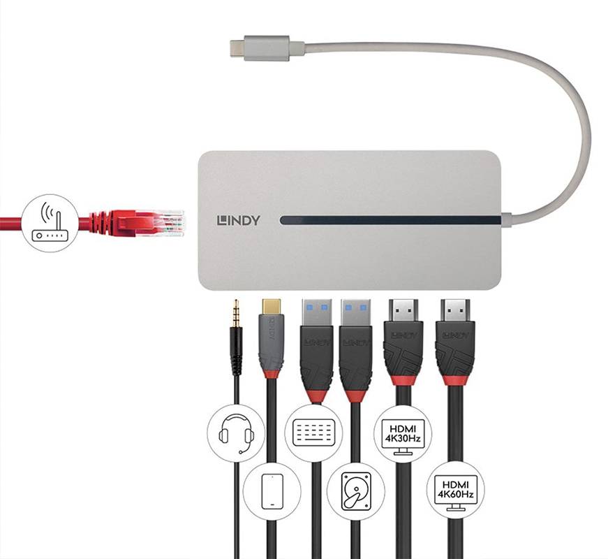 Lindy 43360 DST-Mx Duo USB-C Laptop/MacBook Mini Docking Station