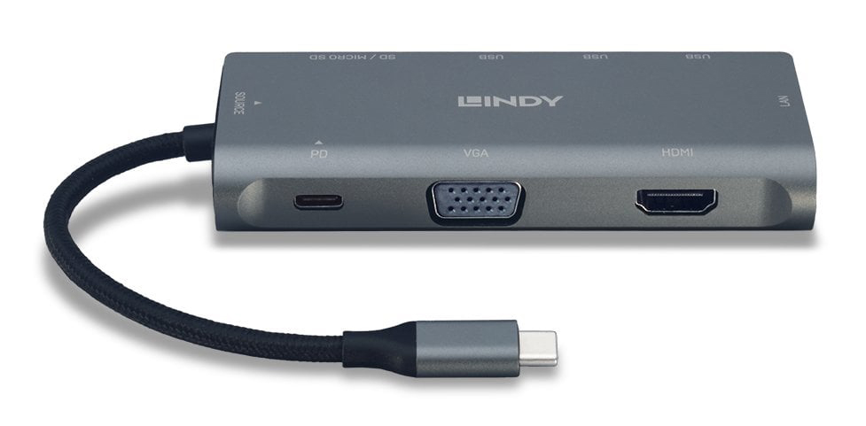 Lindy 43278 DST-Mini Plus, USB-C Laptop Mini Docking Station with 4K HDMI