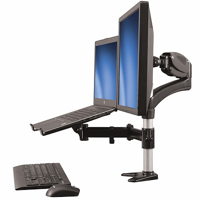 StarTech ARMUNONB Monitor Arm + Laptop Stand One-Touch Height Adjust