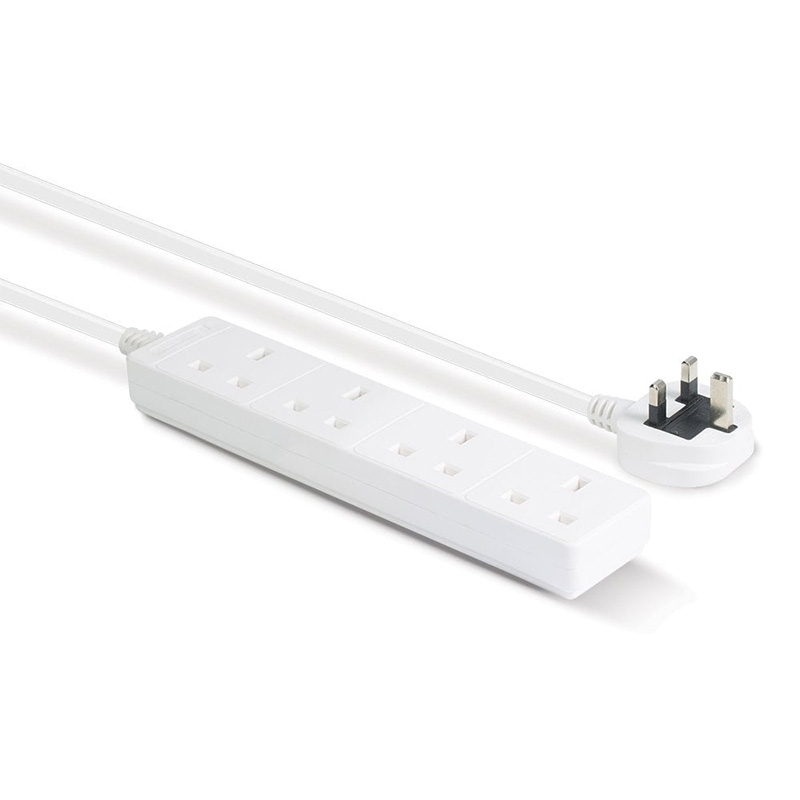 Lindy 70145 2m 4-Way UK Mains Power Extension, White