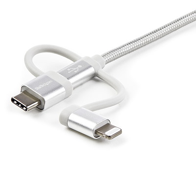 StarTech LTCUB2MGR 2m 3 in 1 USB Charger Cable Braided Silver