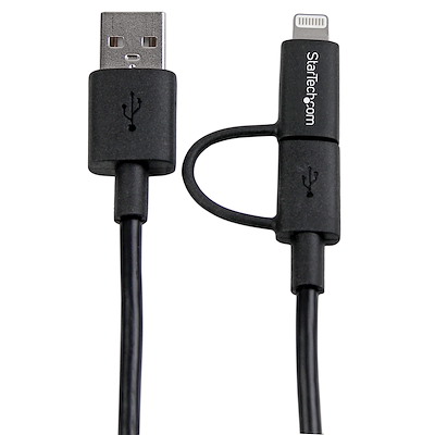 StarTech LTUB1MBK 1m 2 in 1 USB Charging Cable - USB to Lightning BK