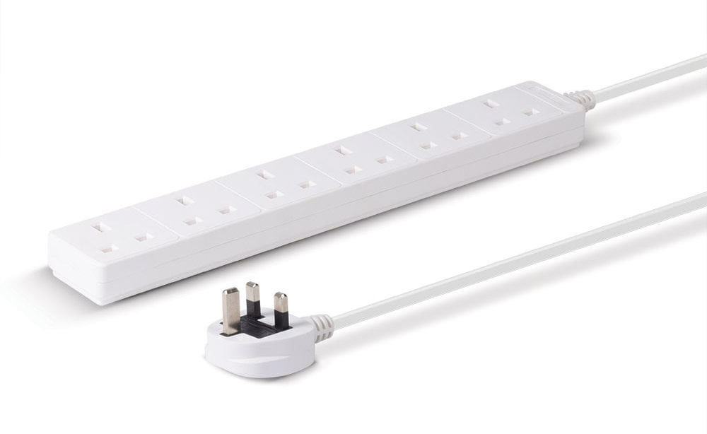 Lindy 6-Way UK Mains Power Extension, White