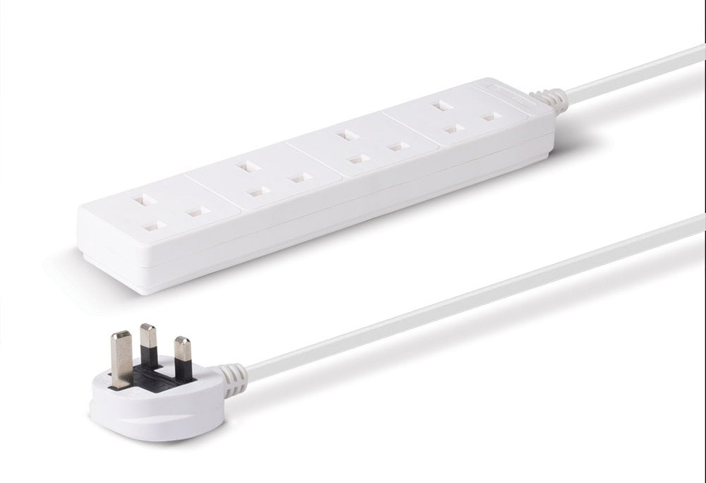 Lindy 4-Way UK Mains Power Extension, White