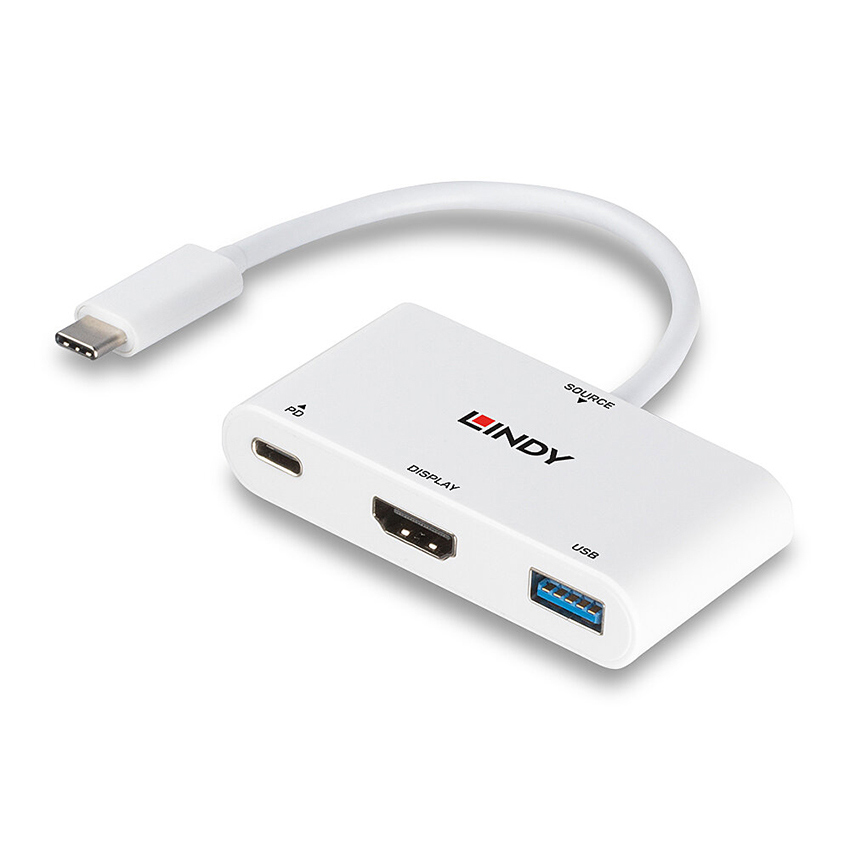 Lindy 43340 USB 3.1 Type C to HDMI Converter with USB Type A Port and Power Delivery