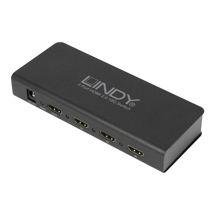 Lindy 38243 3 Port HDMI 2.0 18G Ultra HD/HDR Switch