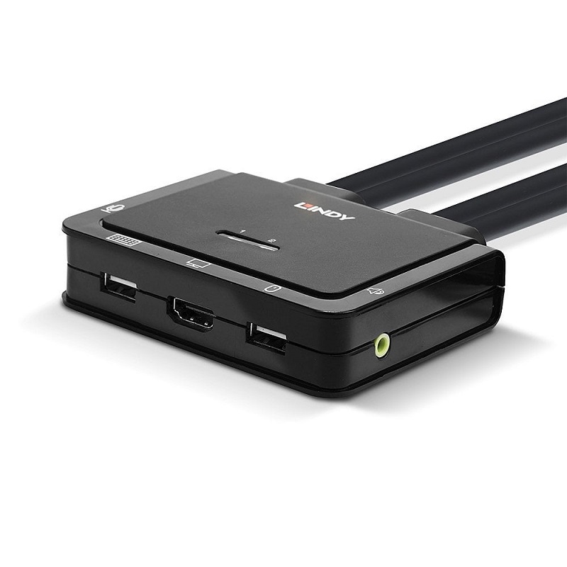 Lindy 42340 Compact 2 Port KVM Switch -HDMI, USB 2.0 & Audio