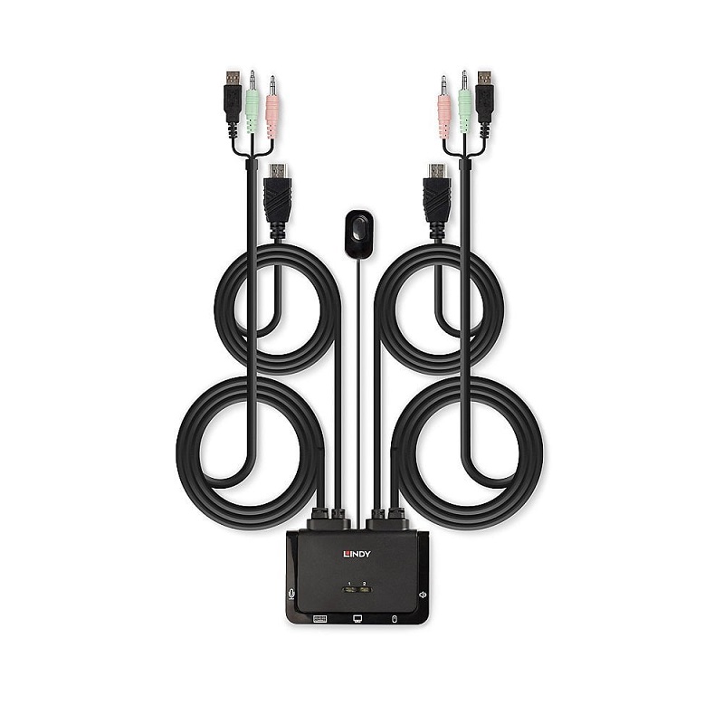 Lindy 42340 Compact 2 Port KVM Switch -HDMI, USB 2.0 & Audio