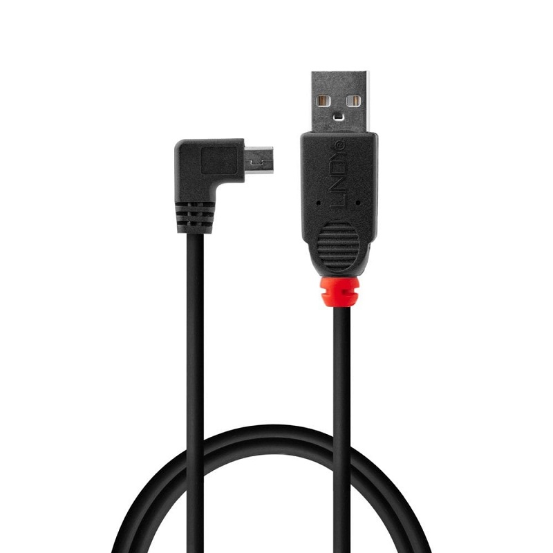 Lindy 31971 1m USB 2.0 Type A to Mini-B, Right Angle Cable