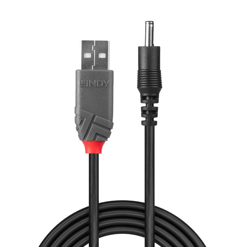 Lindy 70266 1.5m USB to 1.35mm Inner / 3.5mm Outer DC Cable