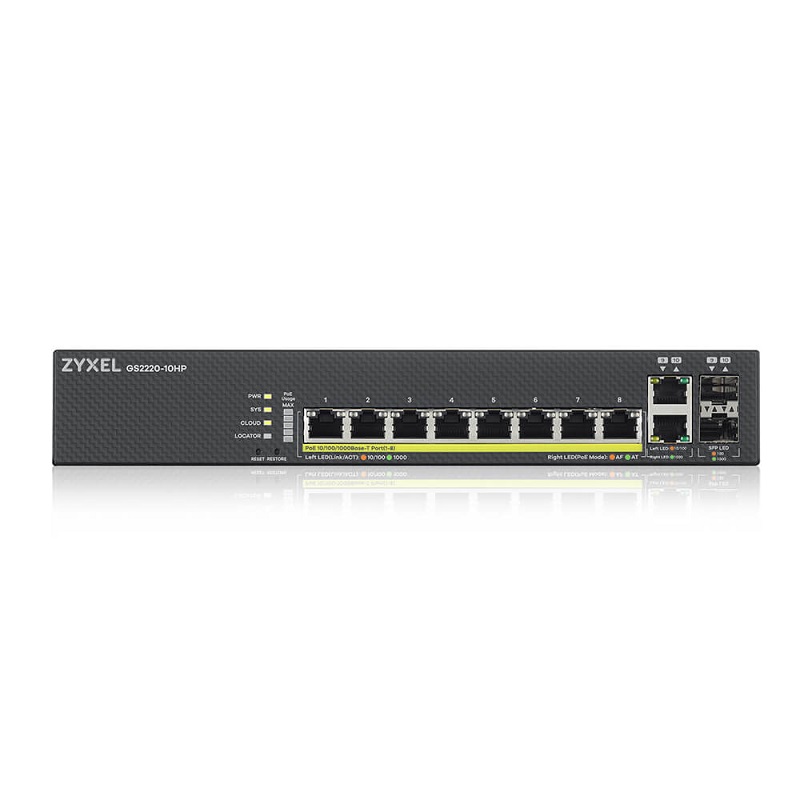Zyxel GS2220-10HP 8-port Gigabit Ethernet L2 PoE Switch with GbE Uplink 