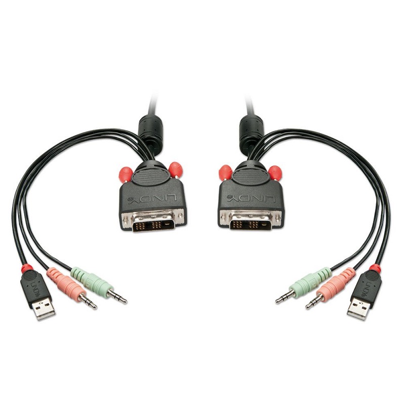 Lindy 42341 Compact 2 Port KVM Switch - DVI. USB 2.0 and Audio