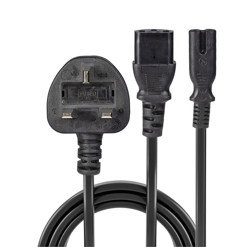 Lindy 30426 2.5m UK Plug -IEC C13, IEC C7 Splitter Ext Cable