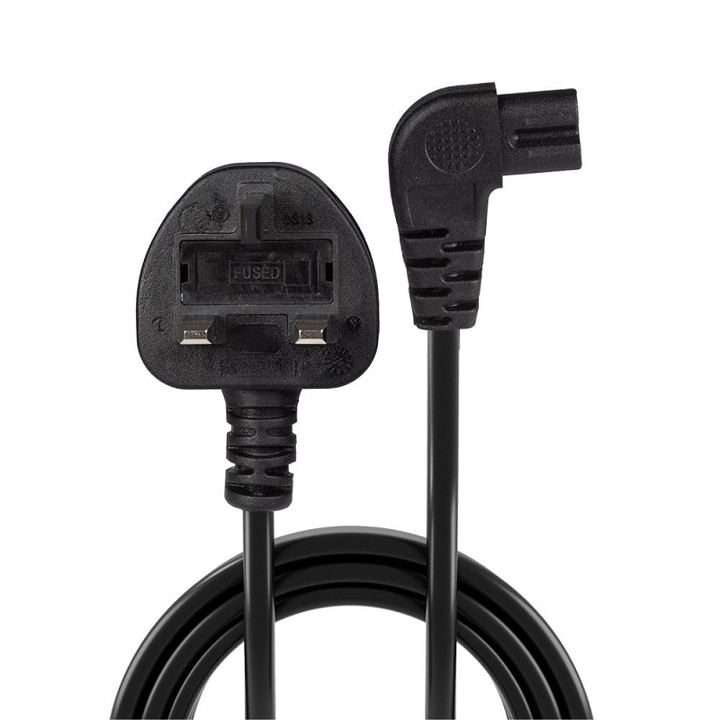 Lindy 30457 3m UK Plug To Right Angled IEC C7 Power Cable