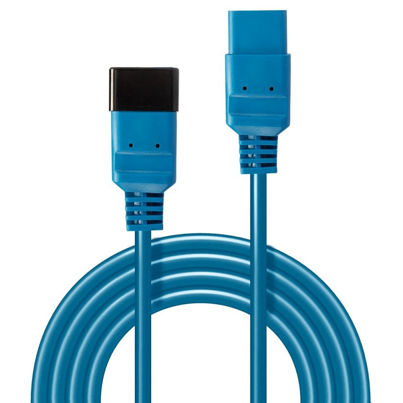 Lindy 30122 3m IEC C19 to C20 Extension Cable. Blue