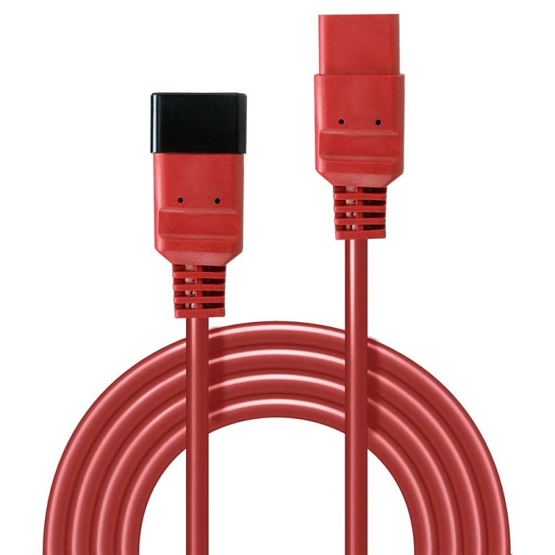 Lindy 30125 3m IEC C19 to C20 Extension Cable. Red