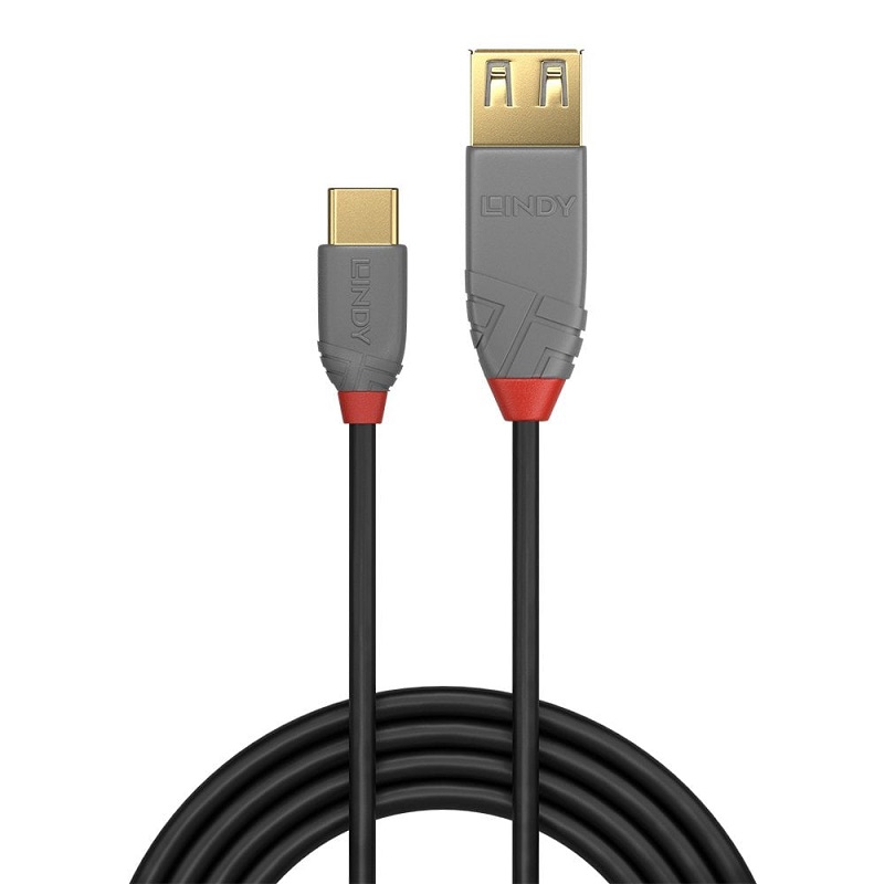 Lindy 36897 0.15m USB 2.0 Type C to A Cable - Anthra Line