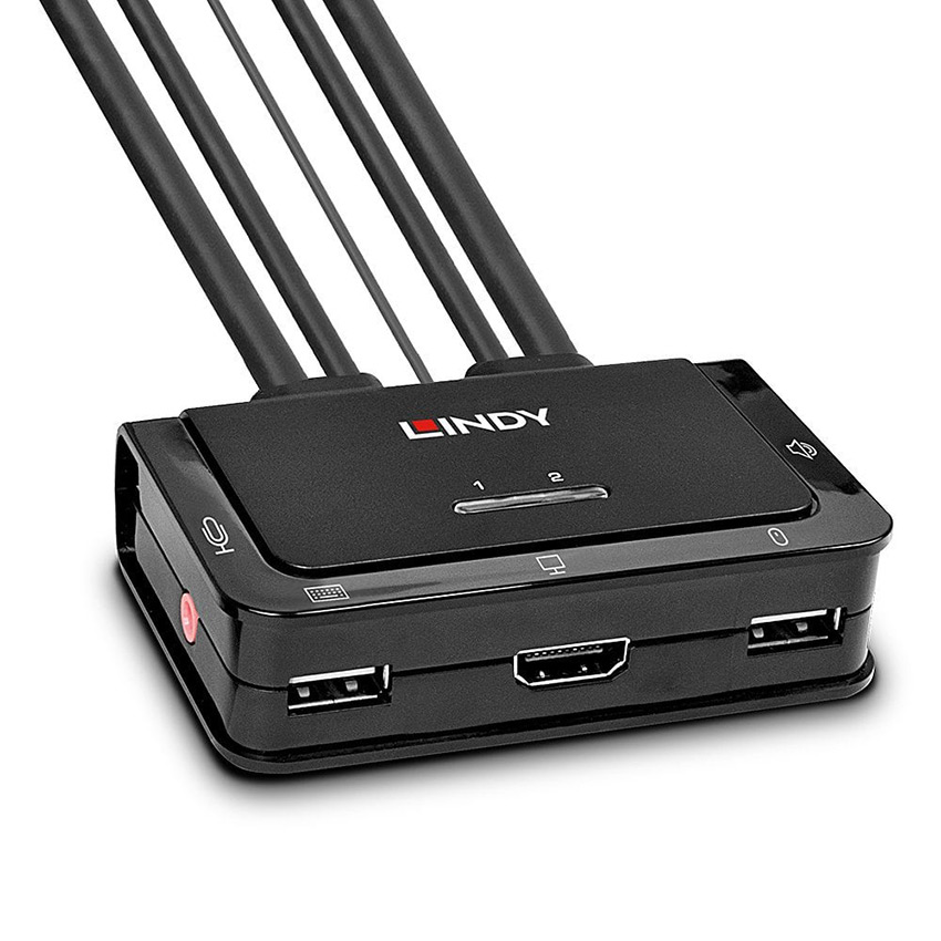 Lindy 42345 2 Port HDMI, USB 2.0 & Audio Cable KVM Switch