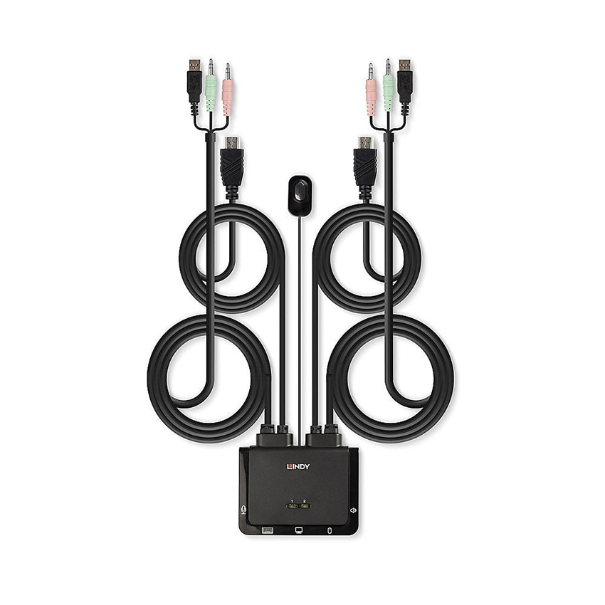 Lindy 42345 2 Port HDMI, USB 2.0 & Audio Cable KVM Switch