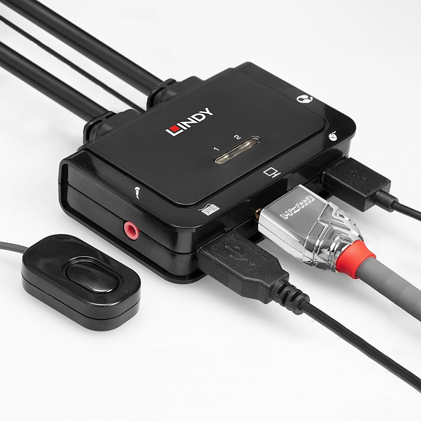 Lindy 42345 2 Port HDMI, USB 2.0 & Audio Cable KVM Switch
