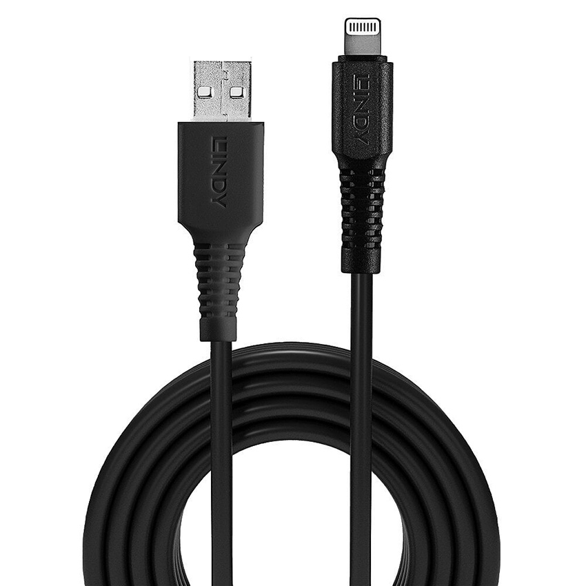 Lindy 31322 3m USB to Lightning Cable, Black