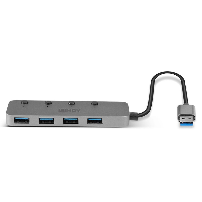 Lindy 43309 4 Port USB 3.0 Hub with On/Off Switches