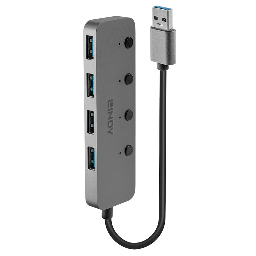 Lindy 43309 4 Port USB 3.0 Hub with On/Off Switches