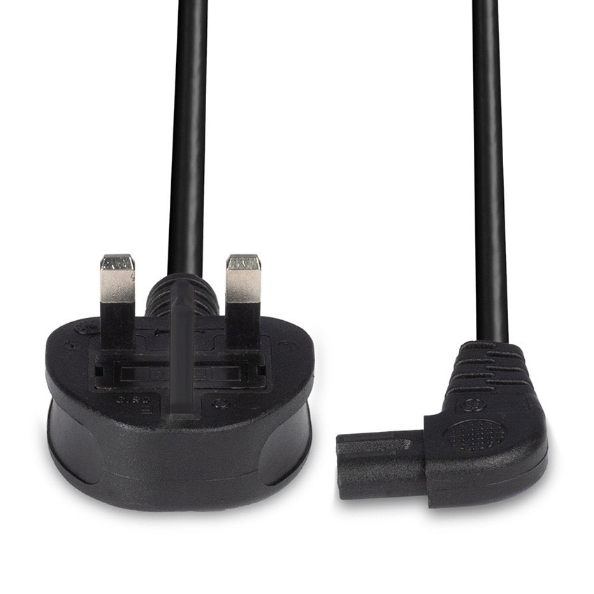 Lindy 30454 0.5m UK 3 Pin Plug to Right Angled IEC C7 mains power Cable, Black