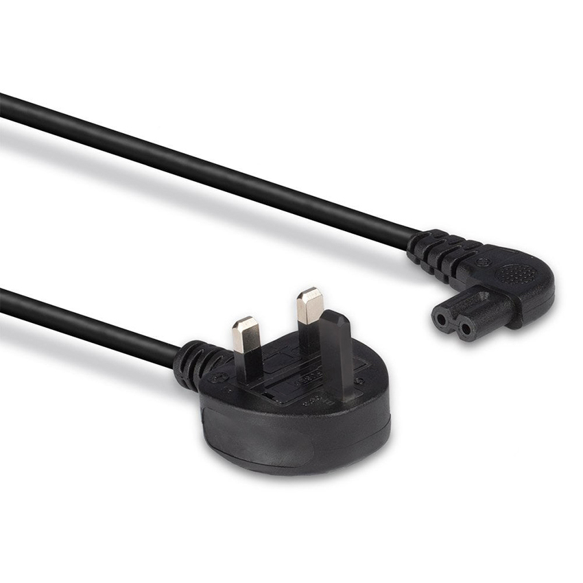 Lindy 30454 0.5m UK 3 Pin Plug to Right Angled IEC C7 mains power Cable, Black