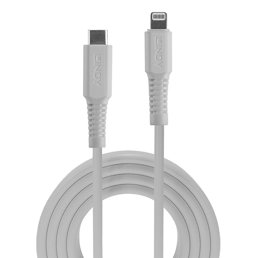 Lindy 31315 0.5m USB Type C to Lightning Cable, White	