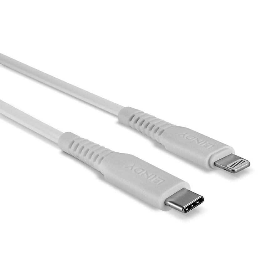 Lindy 31315 0.5m USB Type C to Lightning Cable, White	