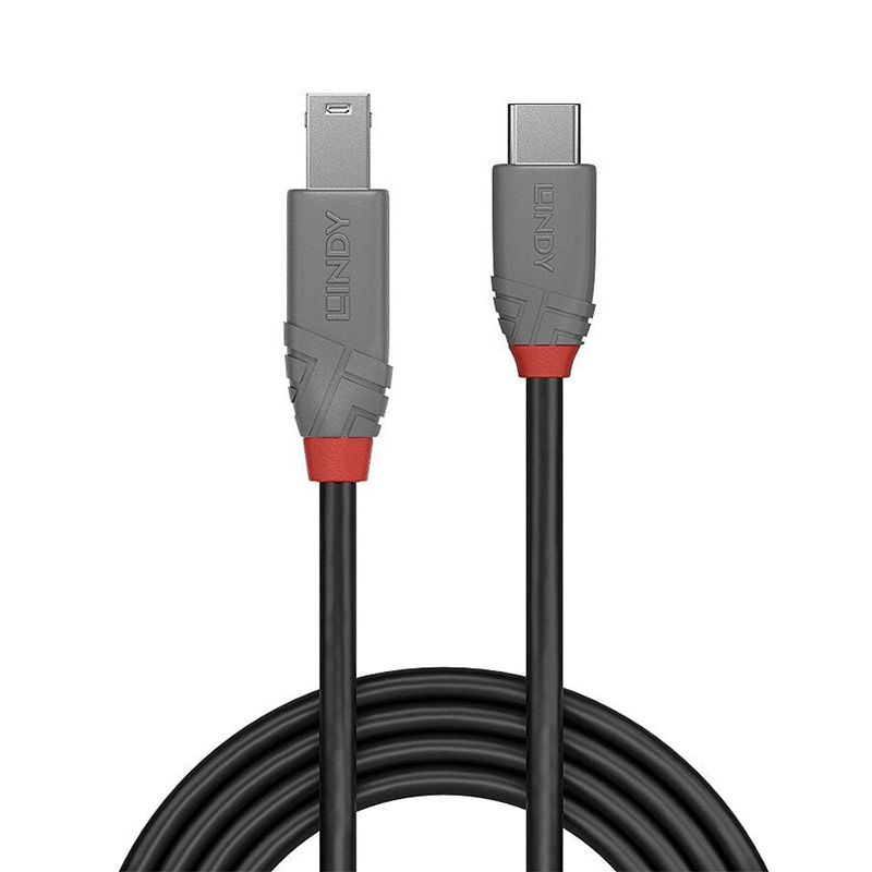 Lindy USB 3.2 Type C to B Cable, 5Gbps, Anthra Line