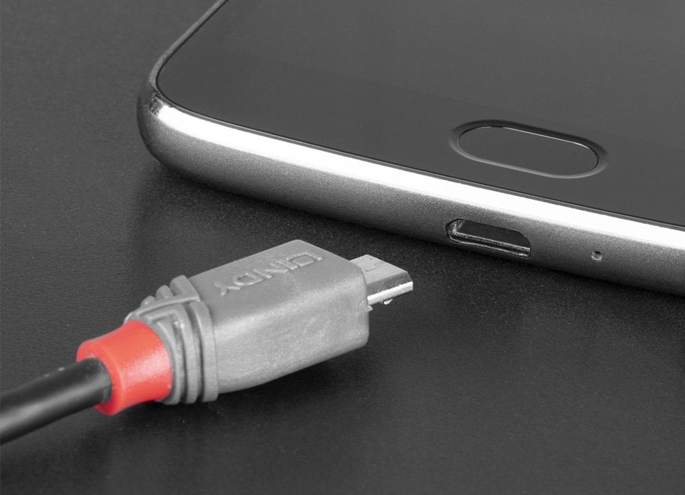 Lindy 36893 3m USB 2.0 Type C to Micro-B Cable, Anthra Line