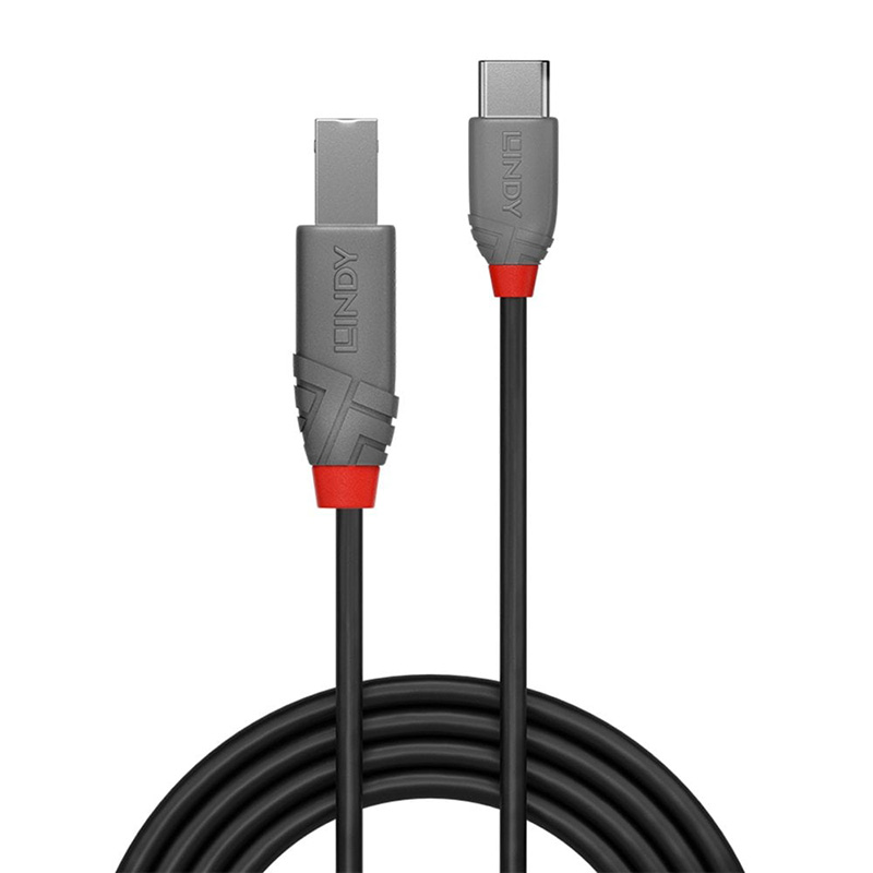 Lindy USB 2.0 Type C to B Cable, Anthra Line