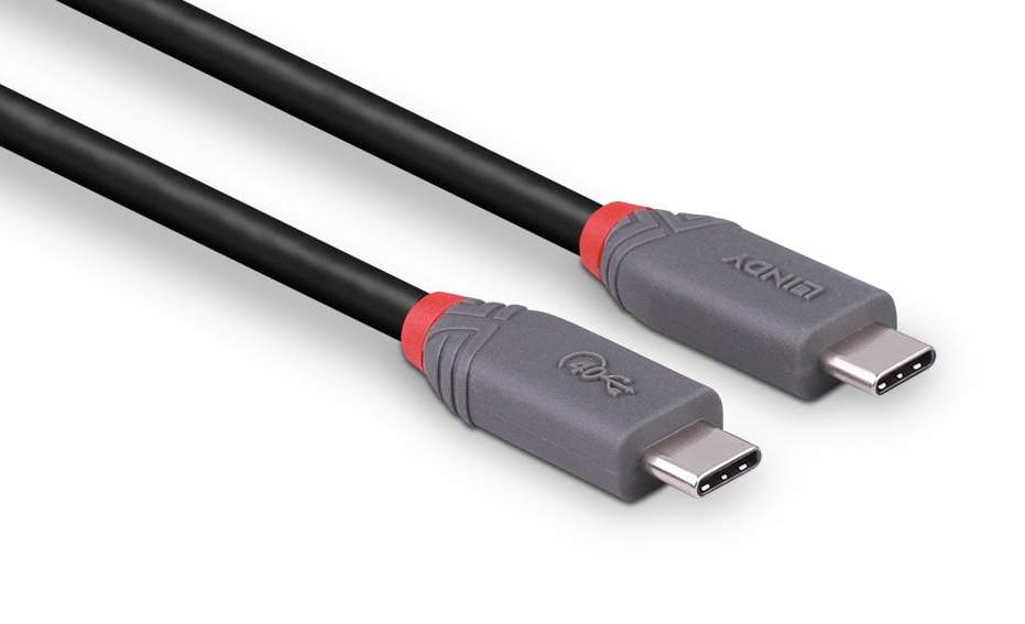Lindy 36947 0.8m USB 4 Type C Cable, 40Gbps, Anthra Line