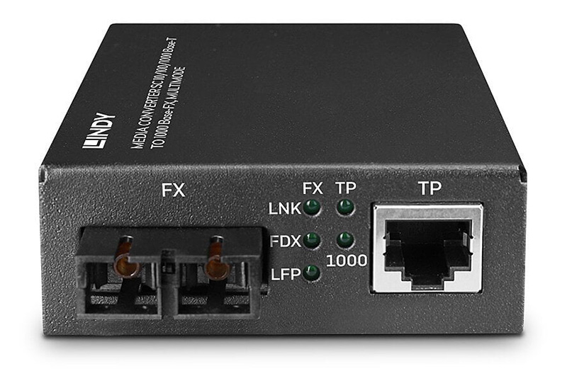 Lindy 25119 SC 10/100/1000 Base-T to 1000 Base-FX, Multimode Media Converter