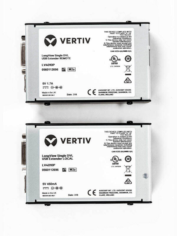 Vertiv Avocent LV4010P-201 Single DVI KVM Extender Transmitter & Receiver