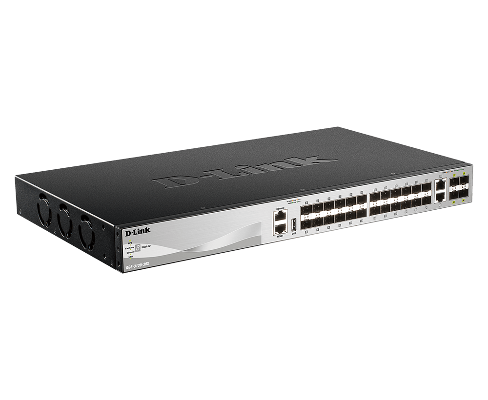 D-Link DGS-3130-30S/B 24 SFP ports Layer 3 Stackable Managed Gigabit Switch