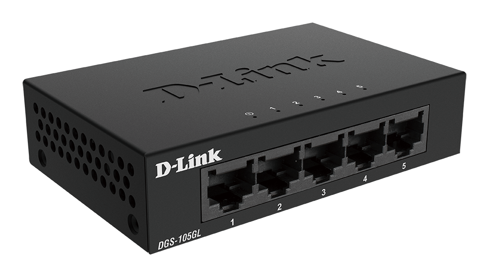 D-Link DGS-105GL/B 5-Port Gigabit Ethernet Metal Housing Unmanaged Switch