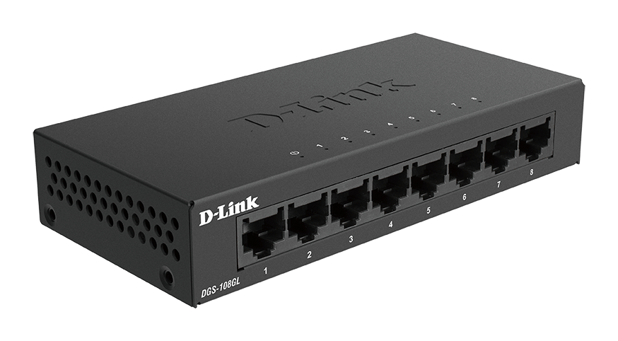 D-Link DGS-108GL/B 8-Port Gigabit Ethernet Metal Housing Unmanaged Switch