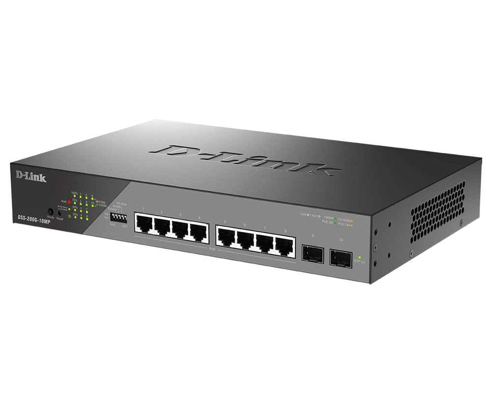 D-Link DSS-200G-10MP/B 10-Port Gigabit Ethernet PoE+ Surveillance Switch