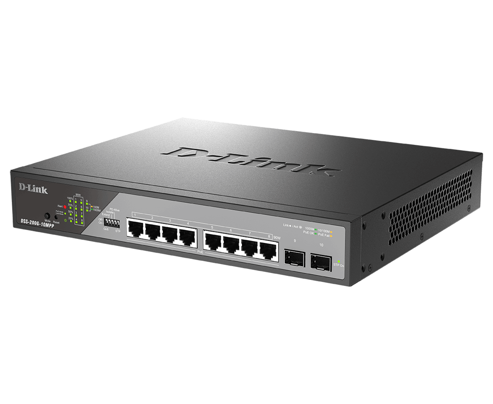 D-Link DSS-200G-10MPP/B 10-Port Gigabit Ethernet PoE++ Surveillance Switch