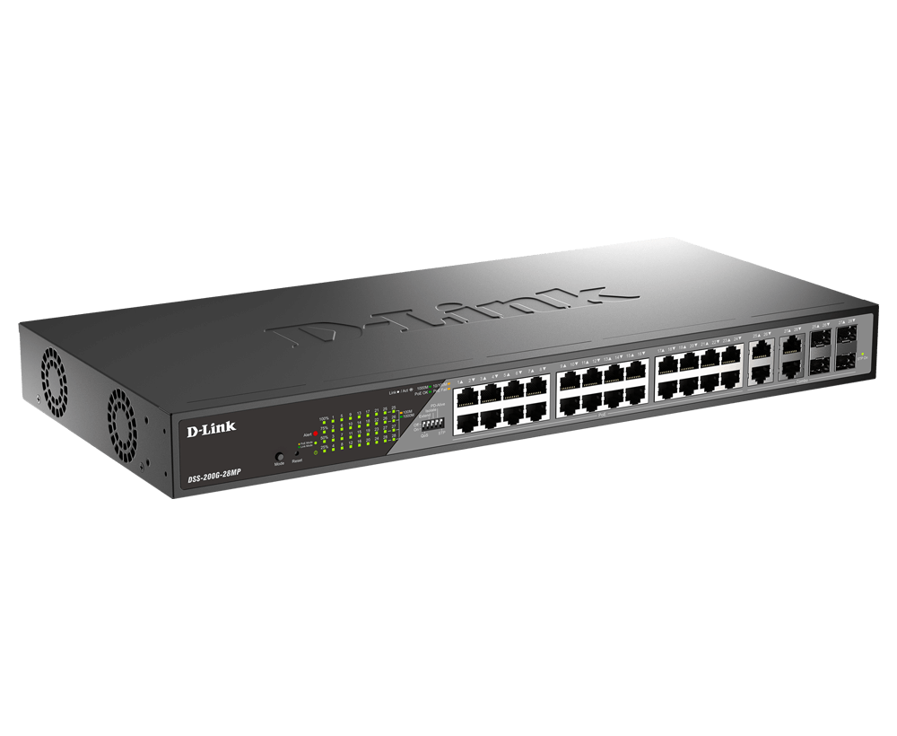 D-Link DSS-200G-28MP/B 28-Port Gigabit Ethernet PoE+ Surveillance Switch
