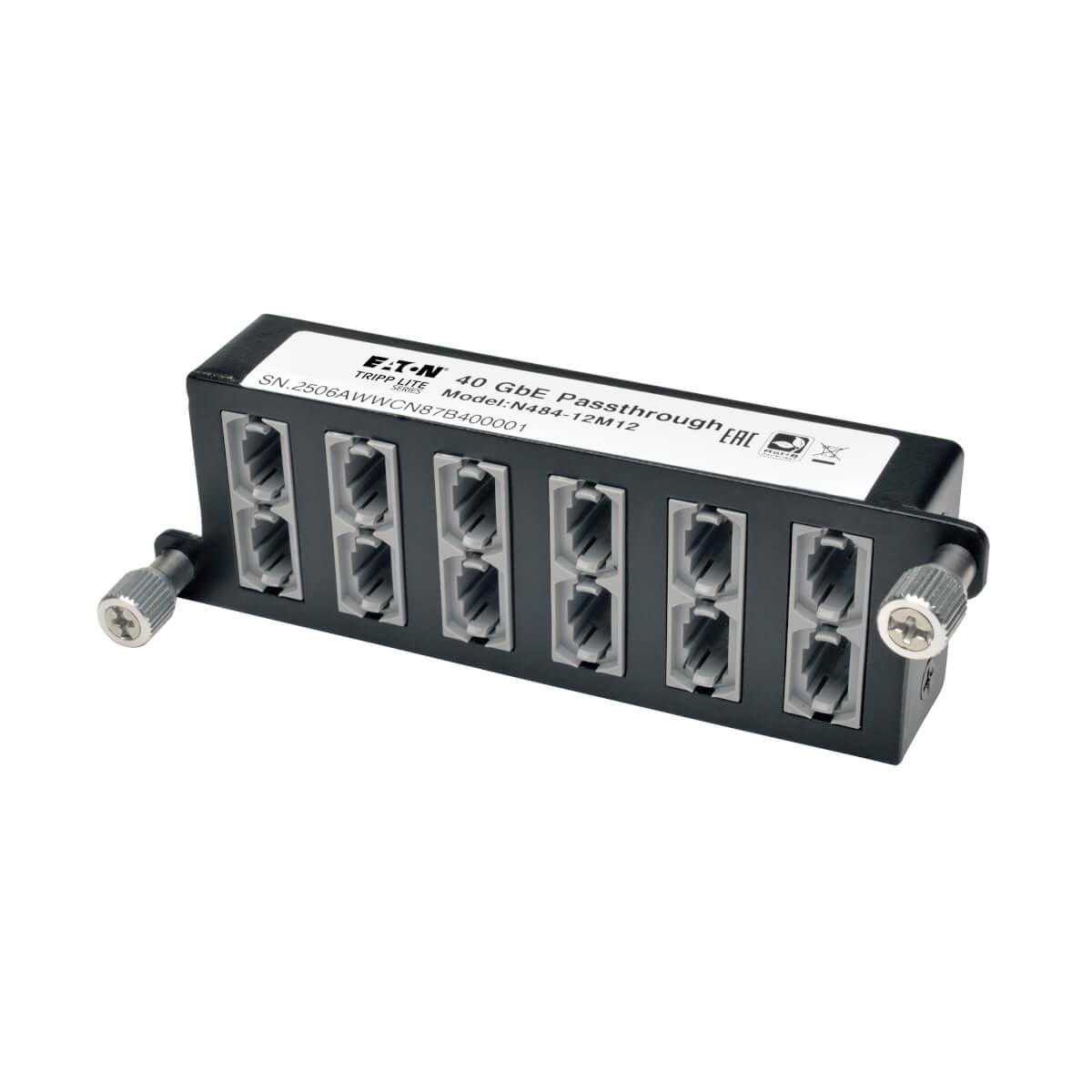 Eaton N484-12M12 40Gb Pass-Through Cassette - (x12) 12-Fiber MTP/MPO ( Female )