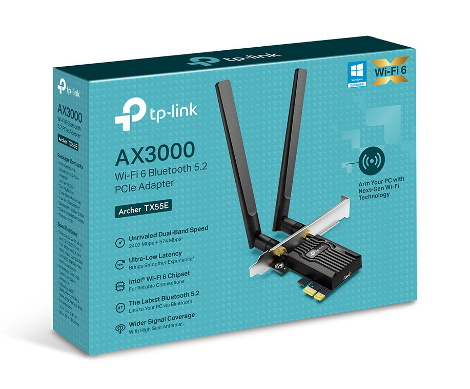 TP-Link Archer TX55E AX3000 Wi-Fi 6 Bluetooth 5.2 PCIe Adapter