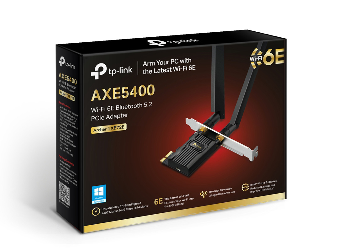TP-Link Archer TXE72E AXE5400 Wi-Fi 6E Bluetooth 5.3 PCIe Adapter